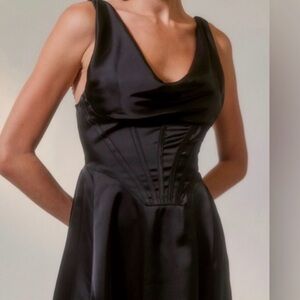 Urban Outfitters Lbd black corset dress satin
